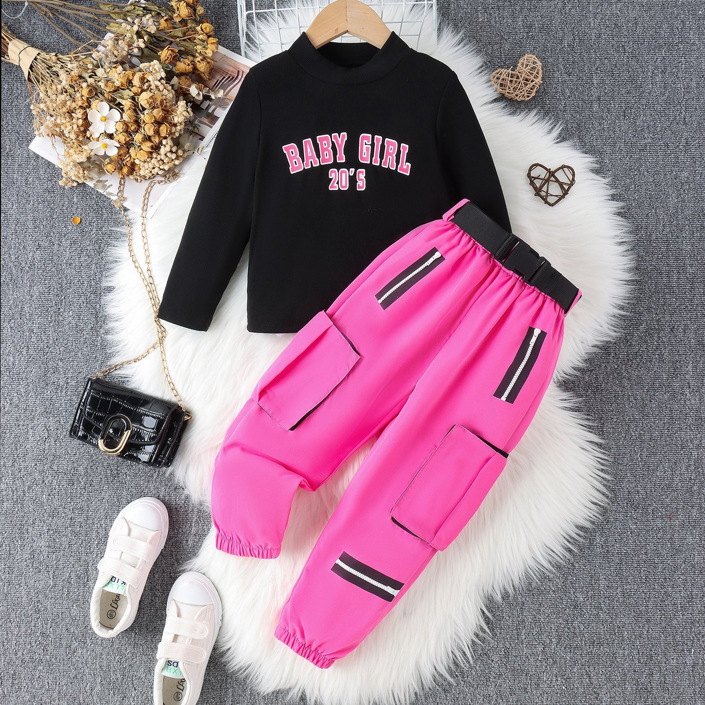 Autumn And Winter High Collar Letters Printing Suit