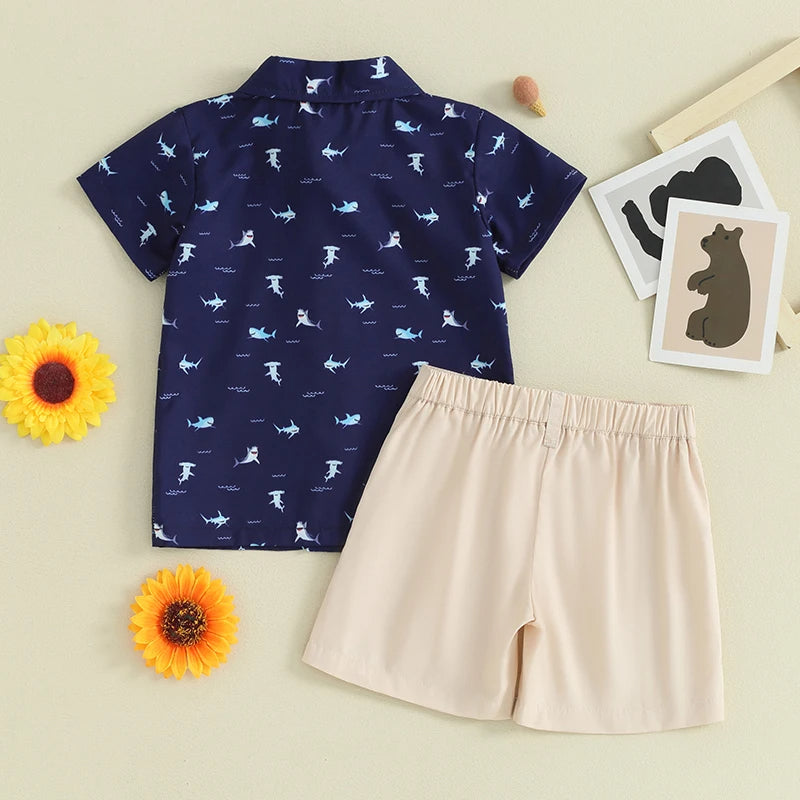 Children's Animal Print Shirt Shorts Suit