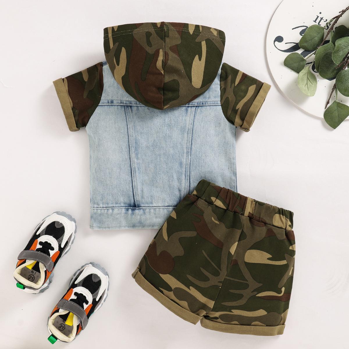 Boys' Summer Hooded Children's Casual Camouflage Shorts