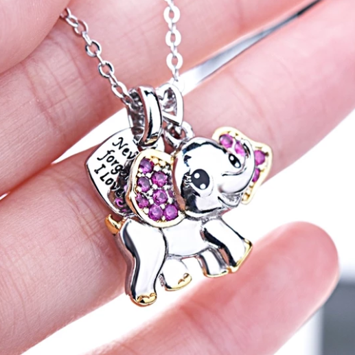 Blue Cute Elephant Necklace