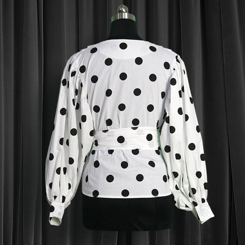 Black Polka Dot Collar Neck Clothes