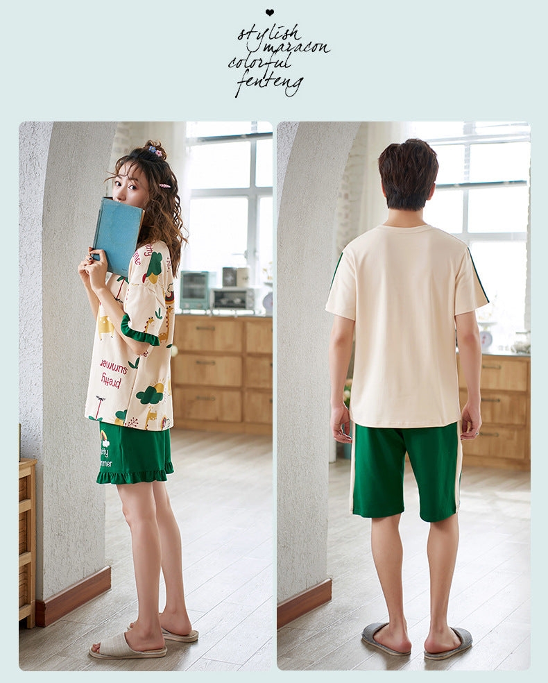 Short-sleeved couple pajamas