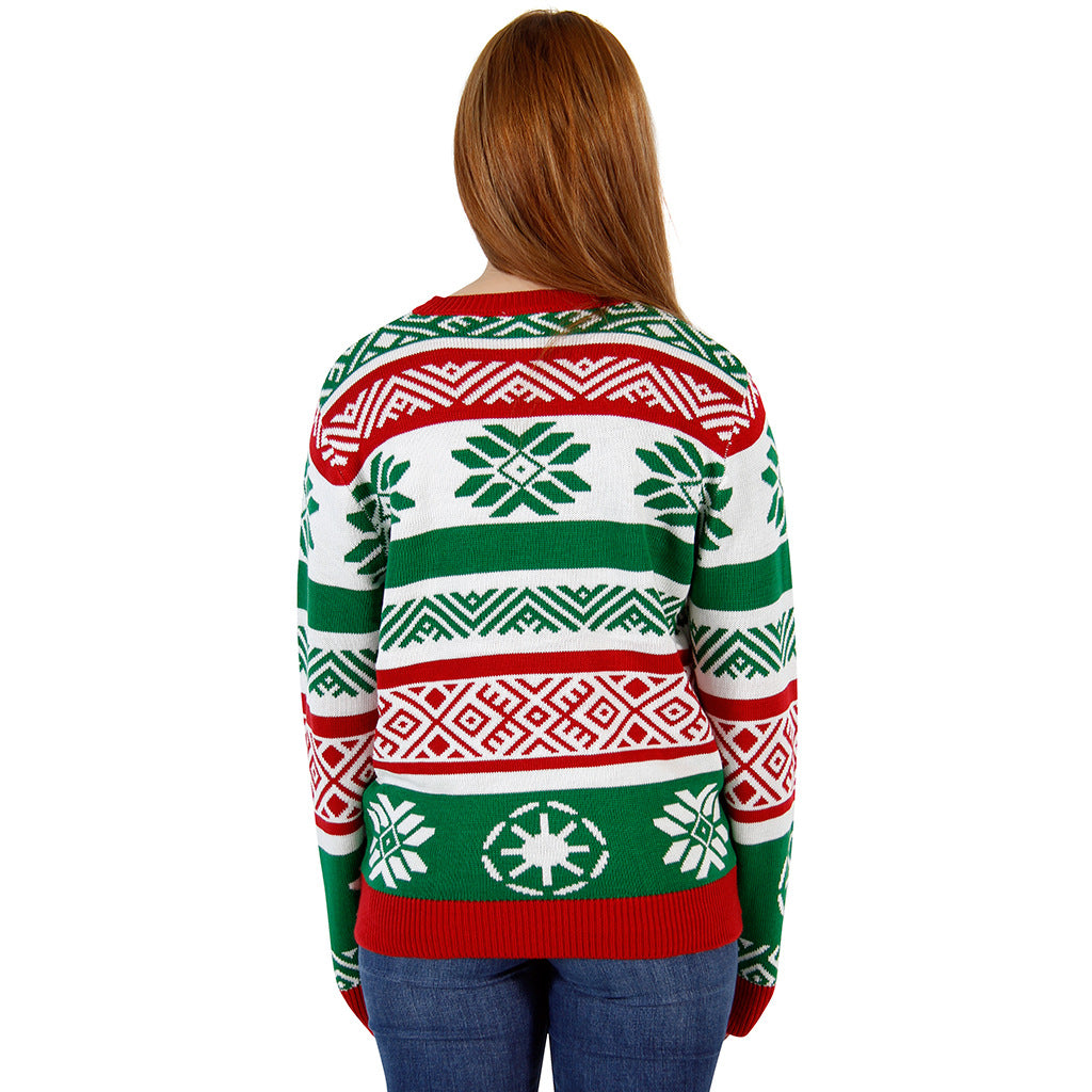 Santa Printed Christmas Clothes Women's Pullover Sweater Couple Wear