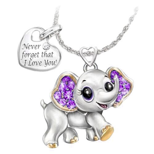 Blue Cute Elephant Necklace