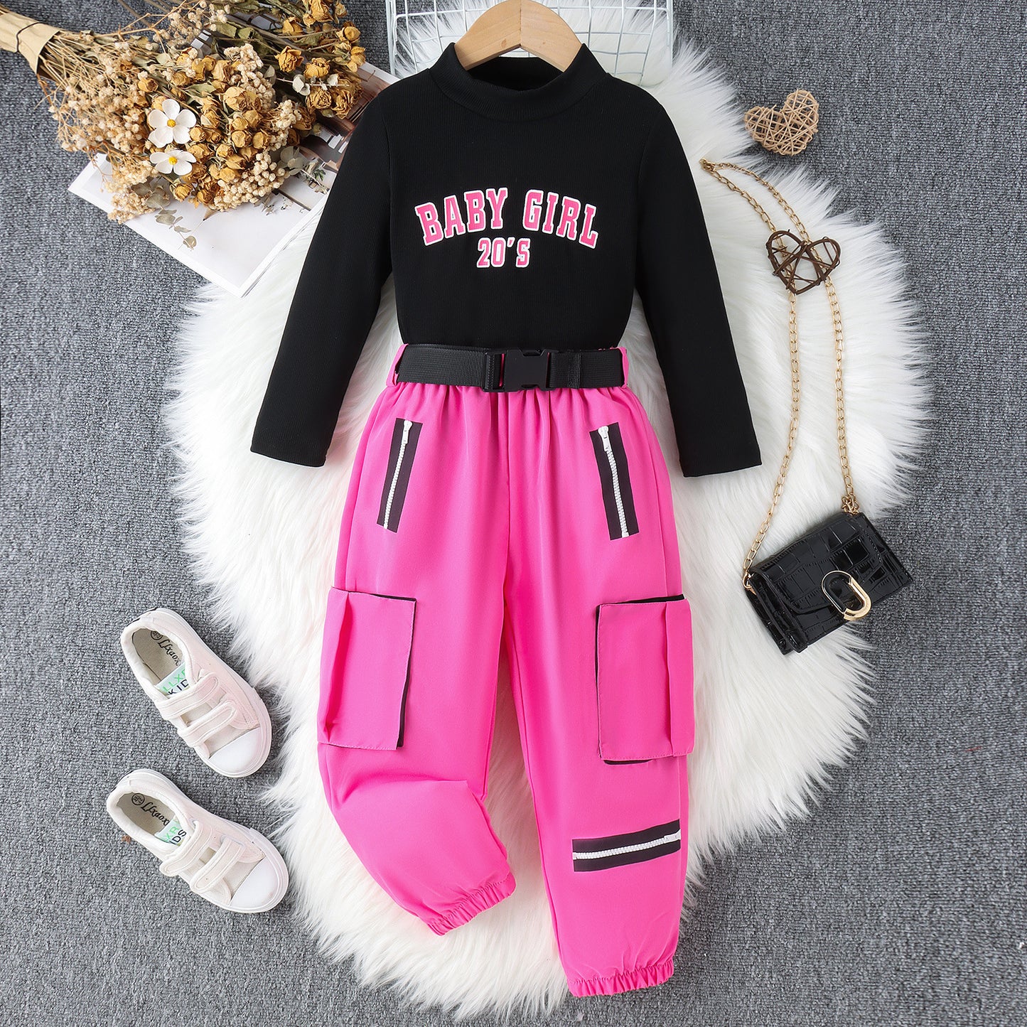 Autumn And Winter High Collar Letters Printing Suit