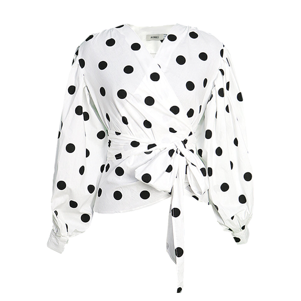 Black Polka Dot Collar Neck Clothes