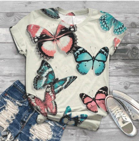 3D Butterfly Print T-shirt