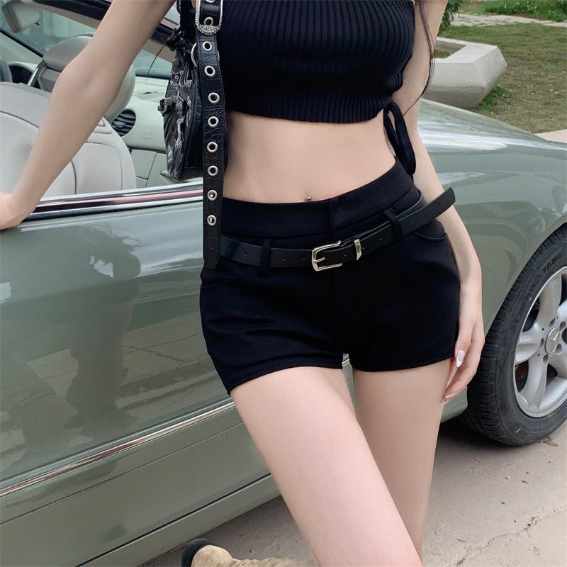 Black High Waist Little Casual Shorts Girl