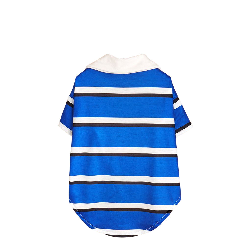 Pet POLO Shirt Blue And White Striped Dog Clothes