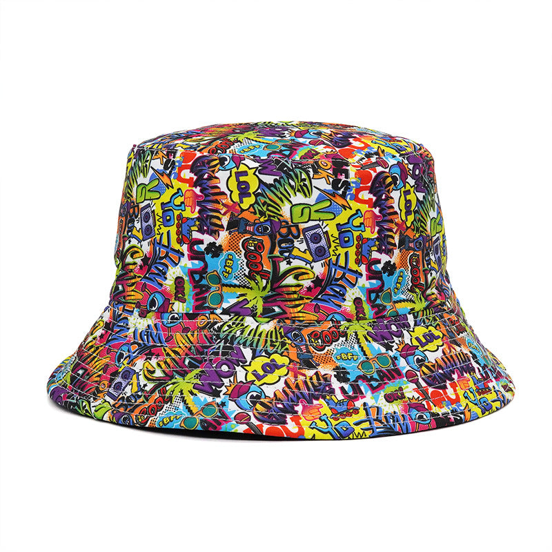 Men's And Women's Outdoor Printed Sunshade Double Basin Hat