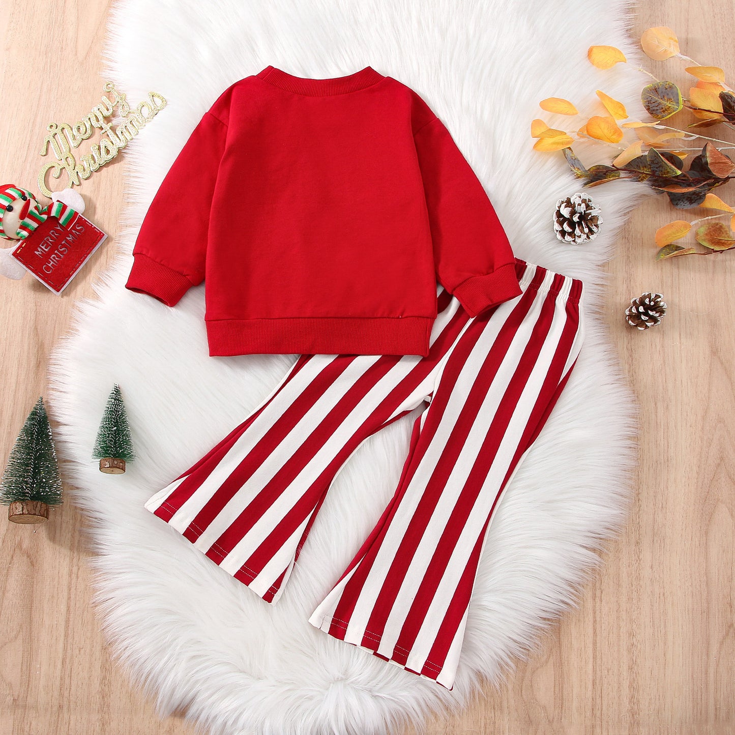 Girls' Long-sleeved Sweatshirt Striped Pants Set