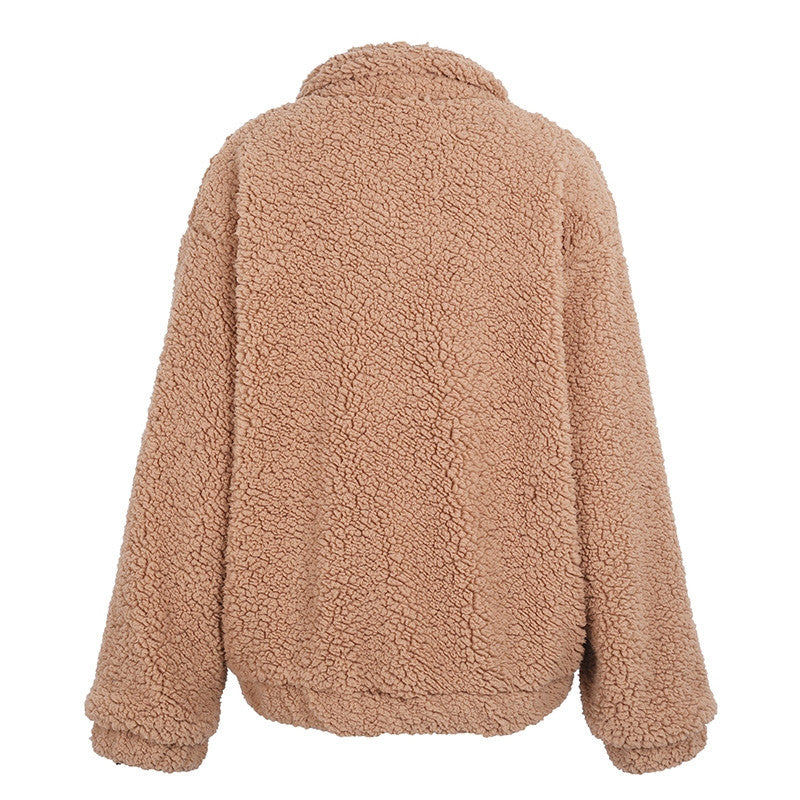 Faux Lambswool Oversized Jacket Coat