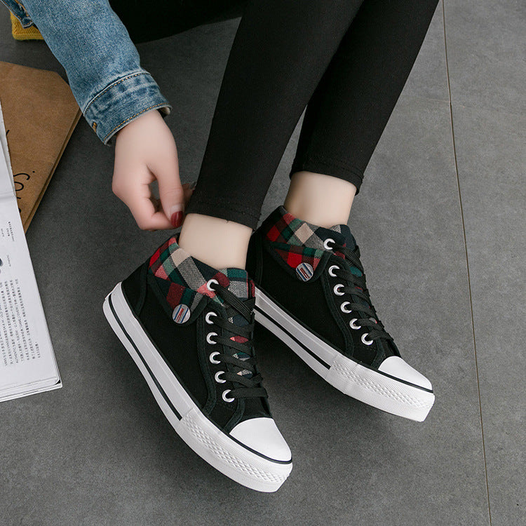 Flat mid-to-high women canvas shoes