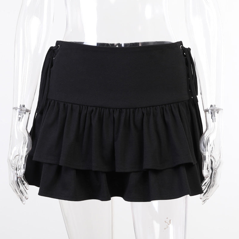 Dark Style Personalized Side Waist Belt Skirt