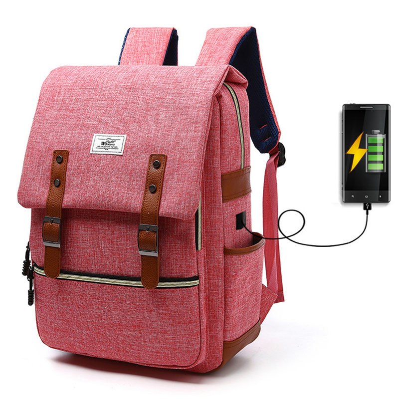 2021 Vintage men women canvas backpacks school bags for teenage girls laptop backpack with USB charging fashion travel