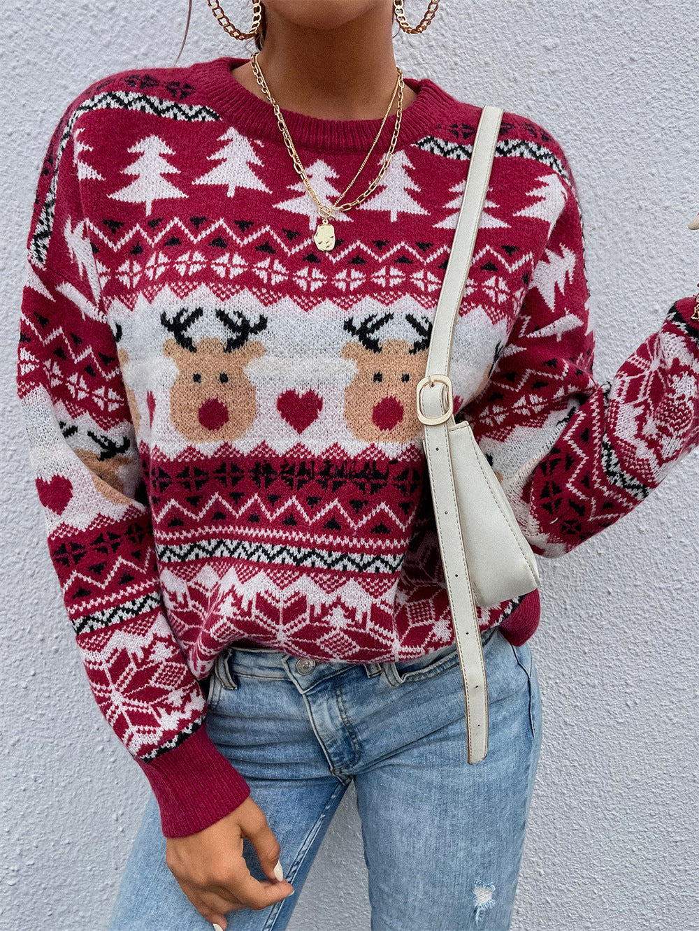 New Winter Clothes Red Christmas Clothes Pullover Holiday Sweater