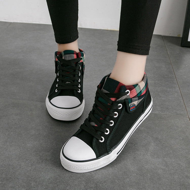 Flat mid-to-high women canvas shoes