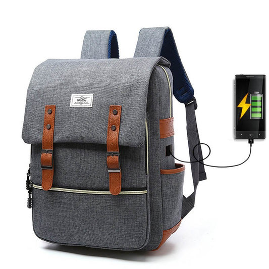 2021 Vintage men women canvas backpacks school bags for teenage girls laptop backpack with USB charging fashion travel