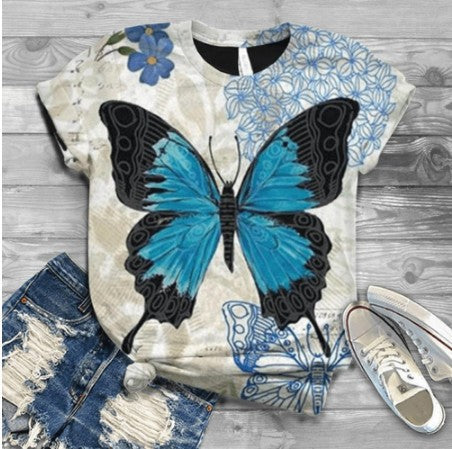 3D Butterfly Print T-shirt