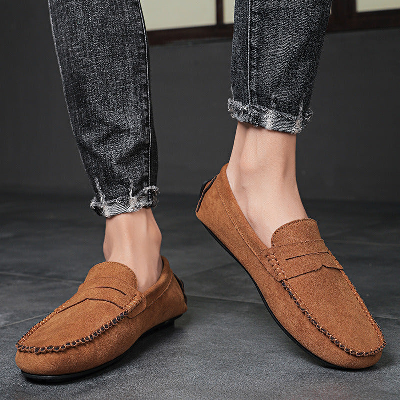 Summer New Cross-border Suede Handmade Peas Shoes Men