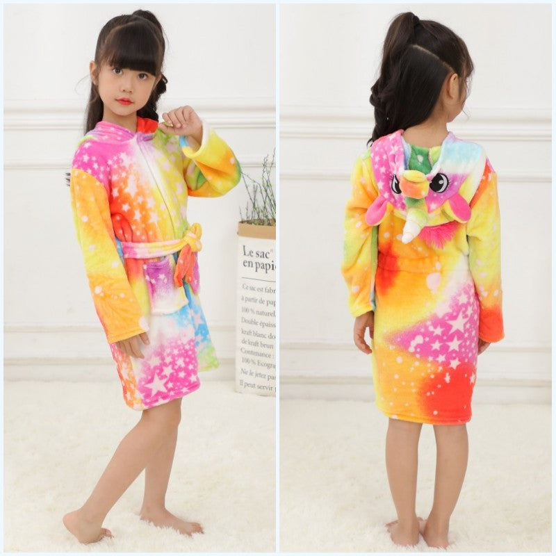 Tenma Bathrobe Flannel New Children's Home Clothes Nightgown