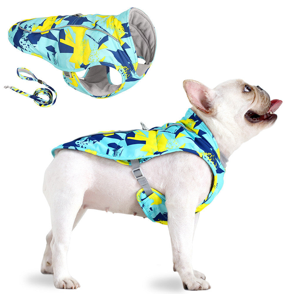 Pet New Dog Jacket Print Waterproof Reflective Cotton Clothes