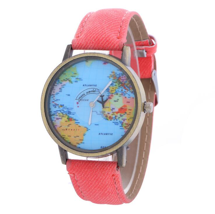 Vintage Global Map Watch For Women