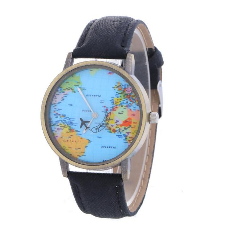 Vintage Global Map Watch For Women