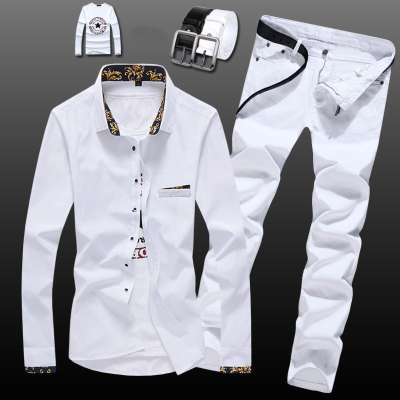 New Style Men's Shirt Slim Suit Jeans Handsome