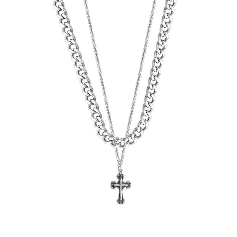 Retro Cross Titanium Steel Necklaces For Men And Women