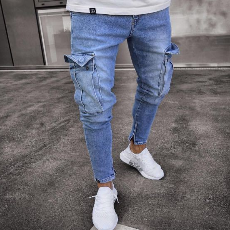 Cargo Hole Denim Men Jeans