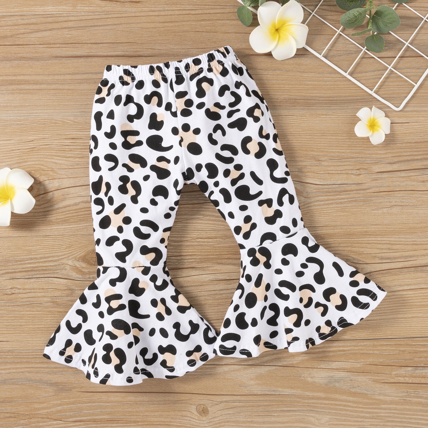 Children Leopard Flared Pants Casual Suit