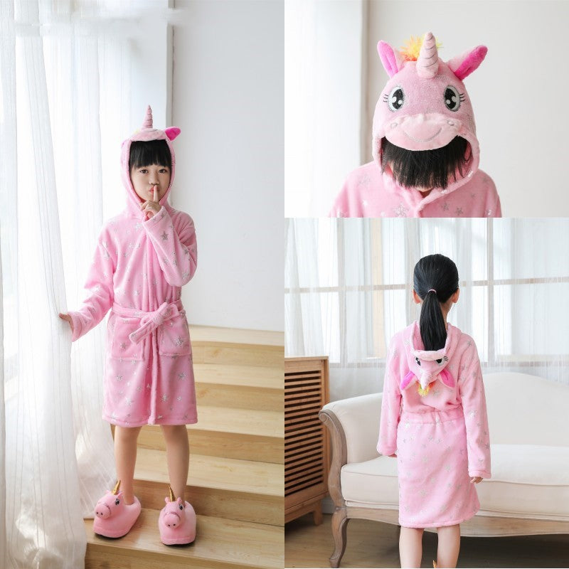 Tenma Bathrobe Flannel New Children's Home Clothes Nightgown