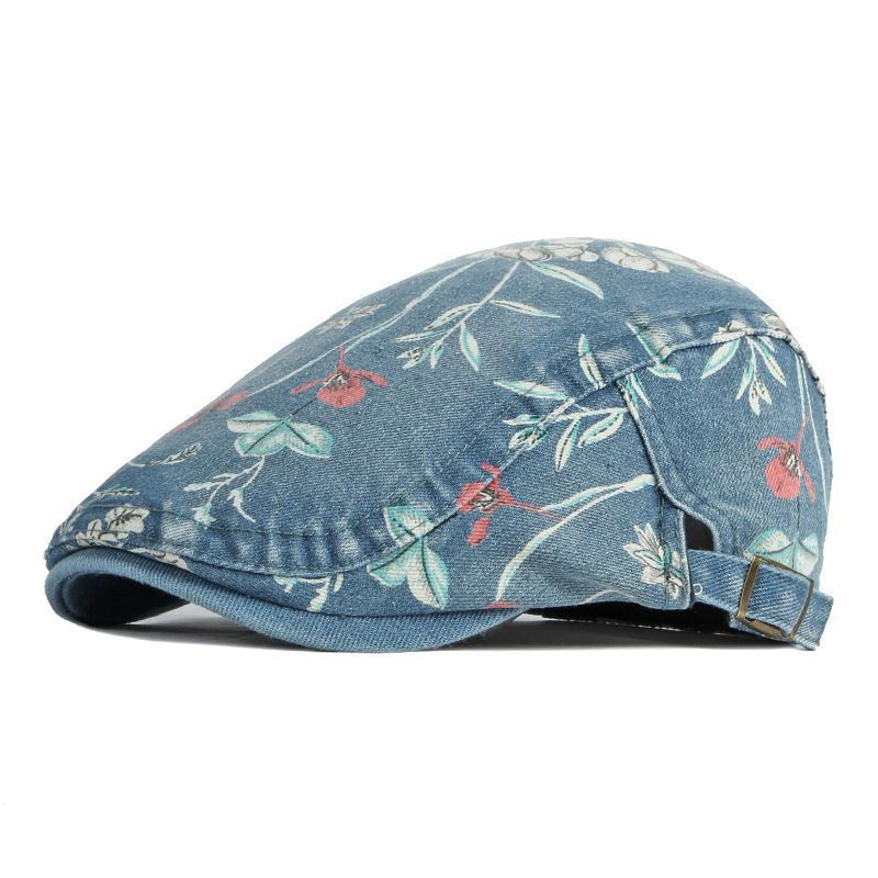 Denim Hat Advance Hats Flower Printed All-matching Peaked Cap