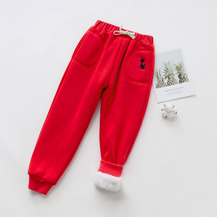 Girls Plus Velvet Padded Warm Pants Children's Cotton Pants