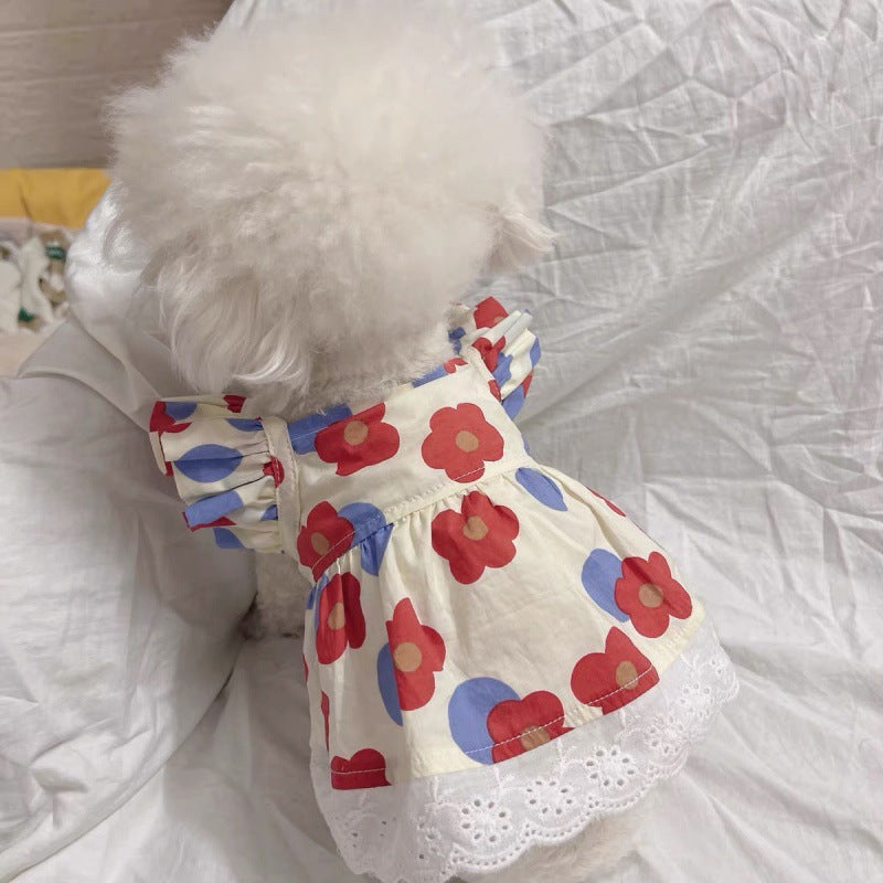 Dog Cat Floral Dress Pet Clothes