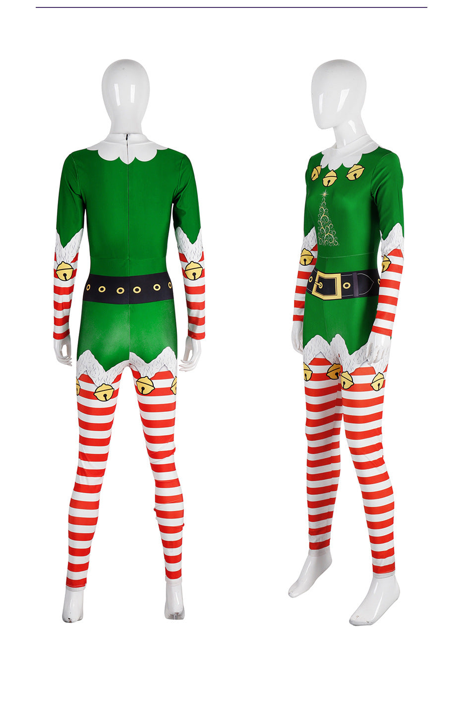 Men And Women Christmas Tight Zipper One-piece