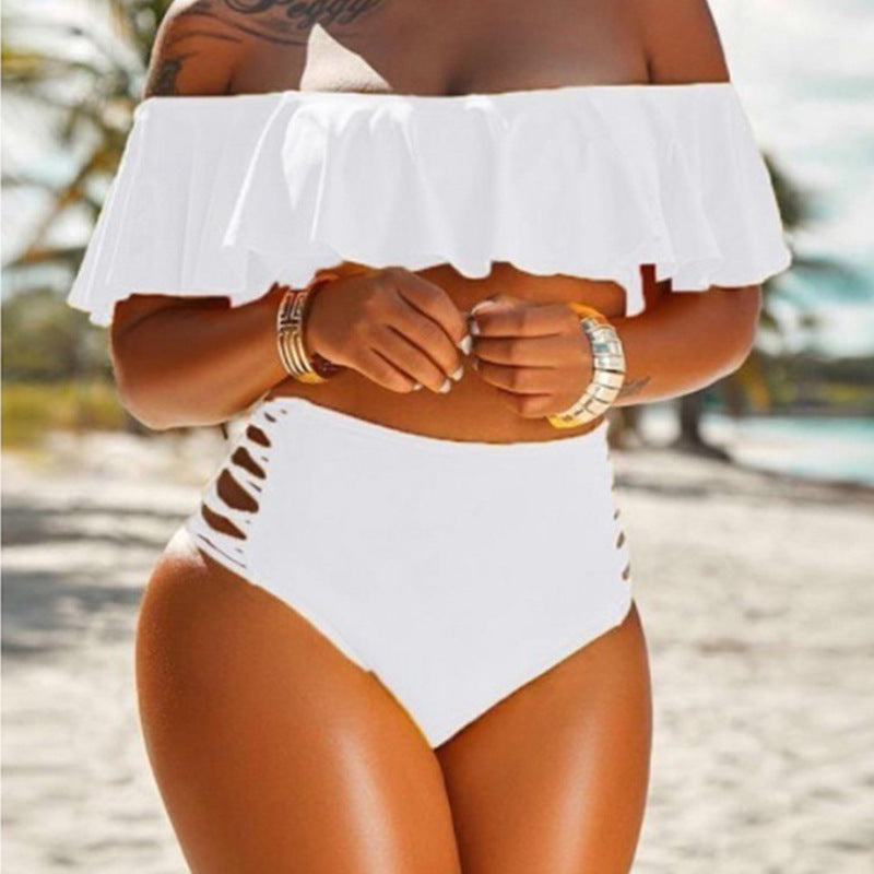 New Split Swimsuit Off-shoulder Ruffled Split Beach Bikini