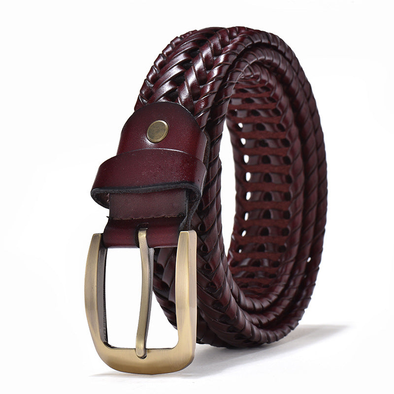 Hand Woven Belt Men's Vintage Breathable Pin Buckle