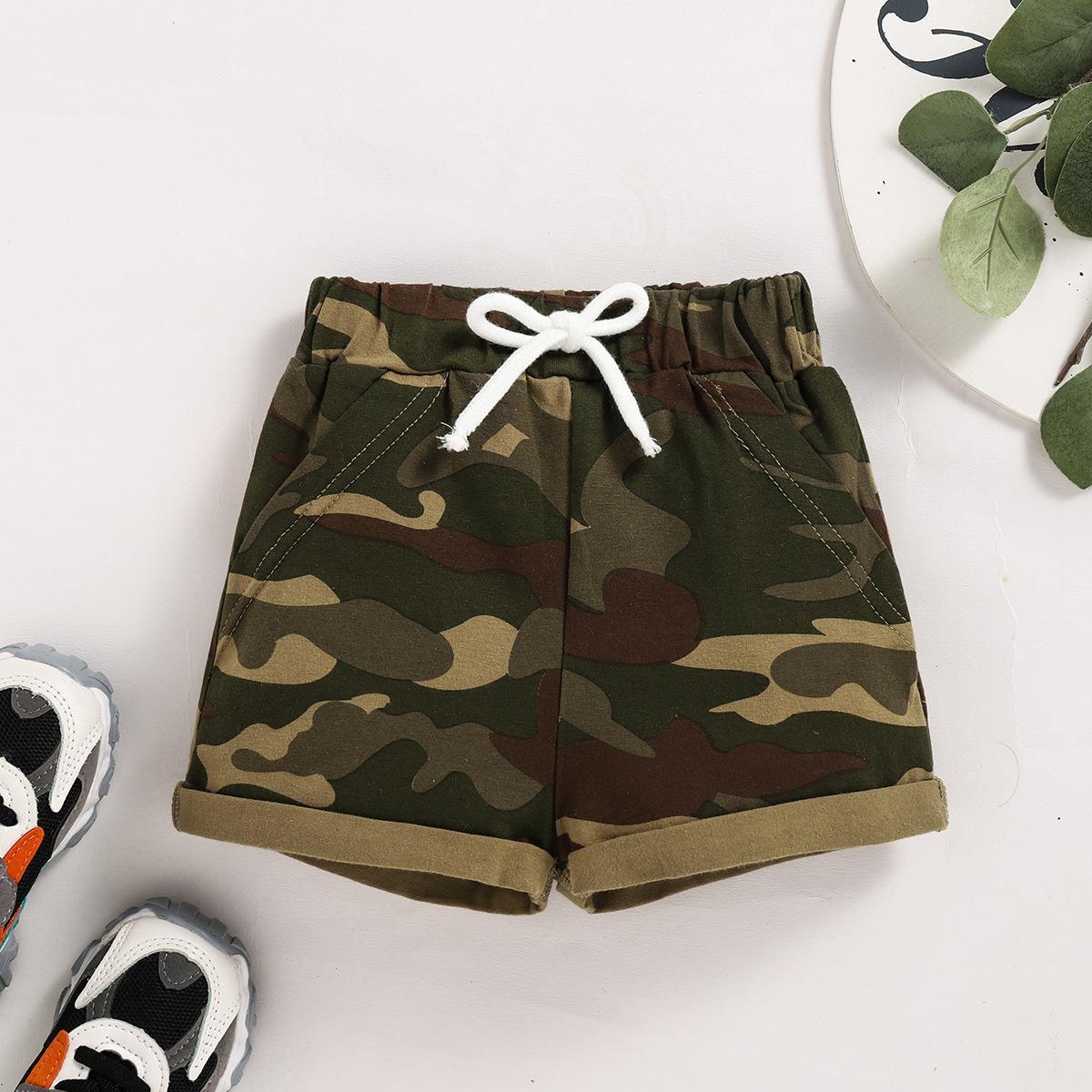 Boys' Summer Hooded Children's Casual Camouflage Shorts