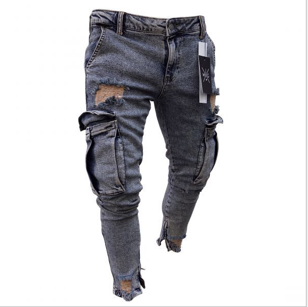 Cargo Hole Denim Men Jeans