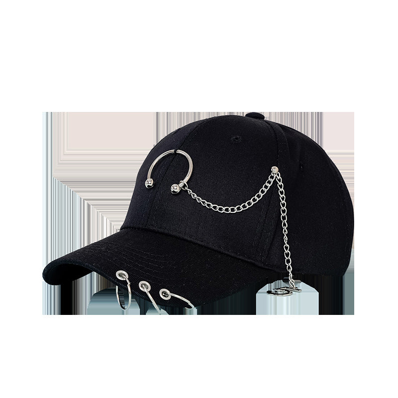 Wide-brimmed Baseball Hat With Chain Hoop