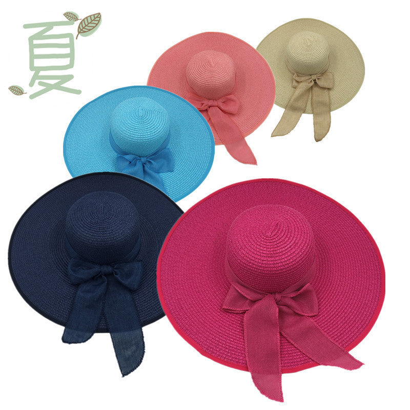 Ladies Foldable Sun Protection Shade Big Brim Straw Hat