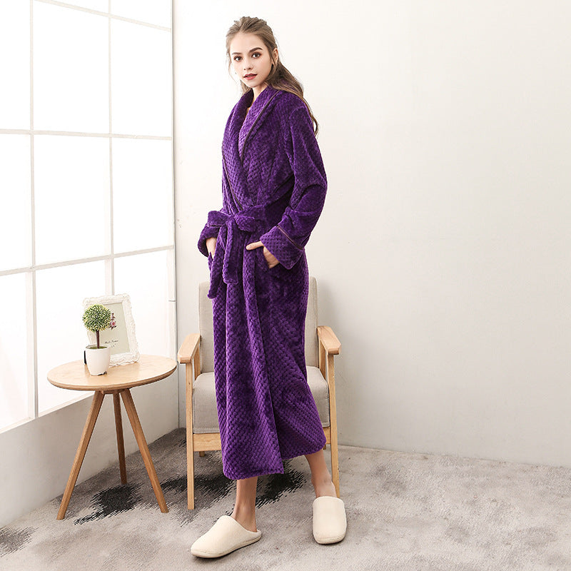 Winter Women Night Gown Couple Robe Men Bathrobe