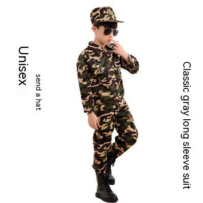 Children's Camouflage Uniform Military Training Performance Costume Dance Training Clothes Outfit