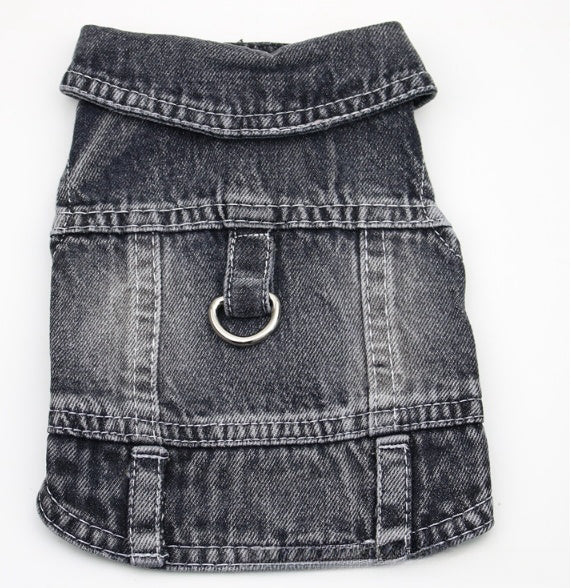 Traction Denim Vest Two-leg Clothing Small Dog Vest Pet Clothes