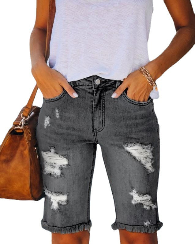 Women's Fiery Ripped Denim Shorts