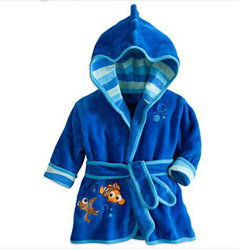 Boys And Girls Belt Cartoon Homewear Bathrobe