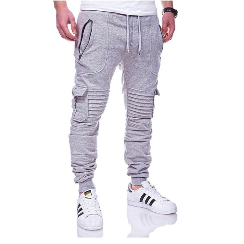 Stripe Pleated Zippered Pocket Pants Man