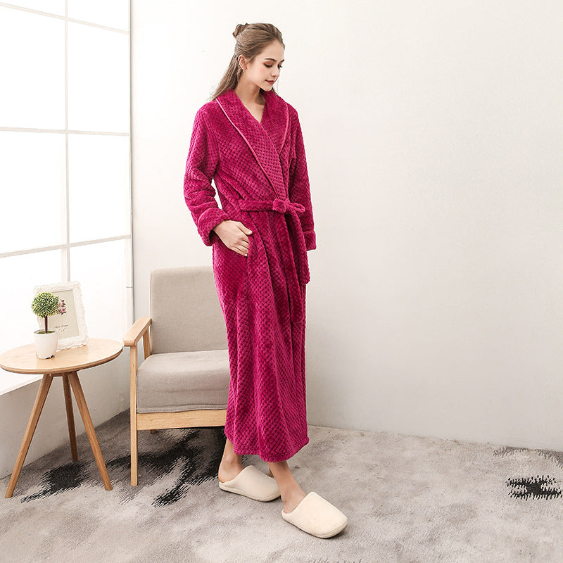 Winter Women Night Gown Couple Robe Men Bathrobe